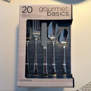 Mikasa Gourmet Basics Flatware Stainless Steel Silverware 20pc Set Service for 4